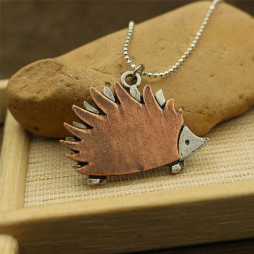 1pcs cute Hedgehog lovey animals pendant stereoscopic necklace pendant girl jewelry