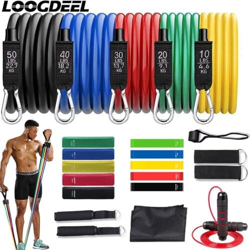 LOOGDEEL 11Pcs/12Pcs/16Pcs/17Pcs/18Pcs Resistance Bands Crossfit Training Yoga Tube Pull Ropes Elastic Bands Fitness Equipment