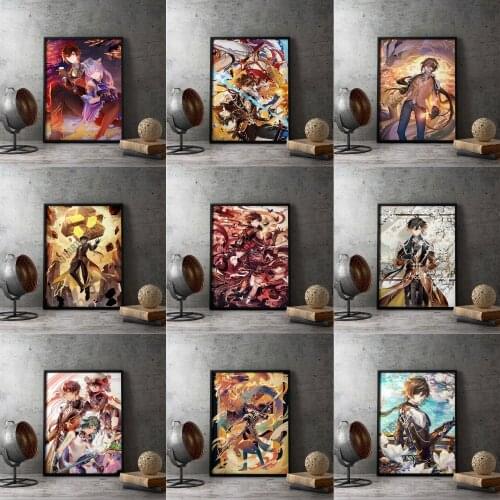 Anime Figure Canvas Painting Wall Art Nordic Room Decor Genshin Impact Posters and Prints Pictures Living Kids Home Decoration