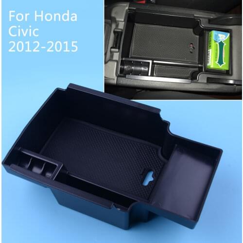 DWCX ABS Car Center Armrest Box Organizer Storage Tray Insert Container Black fit for Honda Civic 2013 2014 2015