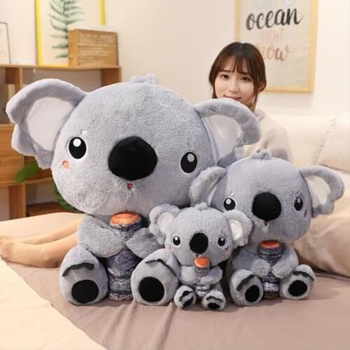30cm 45cm 70cm Large Plush Koala Holding Stump Fuzzy Cartoon Stuffed Animal Doll Cute Children Comforting Plush Toys Gift