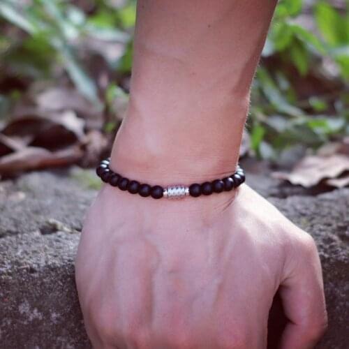 100% Stainless Steel Bracelet Men Women Natural Stone Lapis Lazuli Red Braslet 6mm Small Beads Braclet Onyx Strand Brazalete