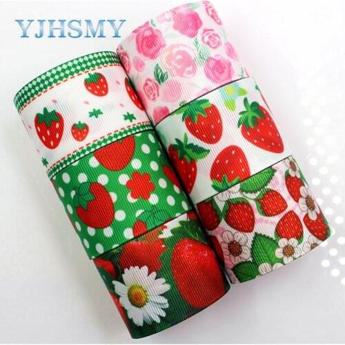 YJHSMY C-18317-68,38 mm 5 Yards Fruit strawberry Printed grosgrain ribbons,DIY handmade Hair accessories,gift wrap Material