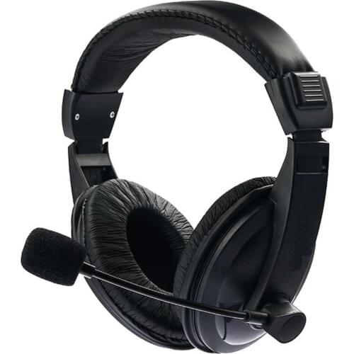Black Adjustable Headset Music Gaming Microphone Plug and Play with 3.5mm for PC Laptop Computer