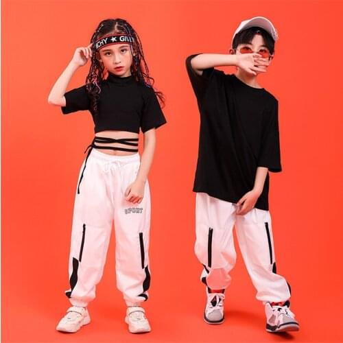 Stage Ballroom Dance Costume Child Street Dancewear Clothes Jazz Hip Hop Clothing Kids Boys Girls Loose Hiphop T Shirt and Pants