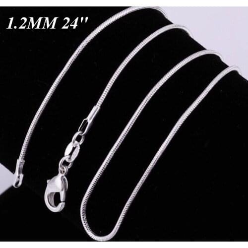 Smooth snake chains 1.2MM Necklace Chain 9 size 10 16 18 20 22 24 26 30 inch hot sale acc242 Aidayou
