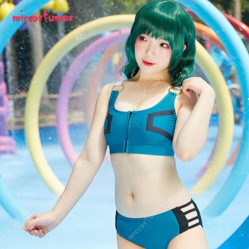 Haikyuu MHA Midoriya Izuku Deku Green and Black Suit Camisole Bikini Split Swimsuit Swimwear Bathing Suit Cosplay Costume