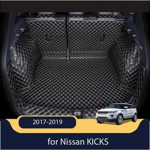 Good quality ! Full set car trunk mats for Nissan KICKS 2019 2018 2017 waterproof cargo liner mats boot carpets,Free shipping