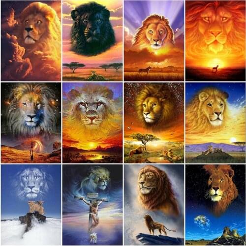 HUACAN Diamond Painting Lion Full Square Round Drill Cross Stitch Sale Diamond Embroidery Animal Mosaic Needlework Home Decor