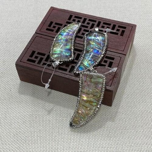 Exquisite Abalone Shell Crystal Pendant Inlaid Moon Shaped Necklace Earrings Jewelry Accessories Wholesale Fashion Creative Gift