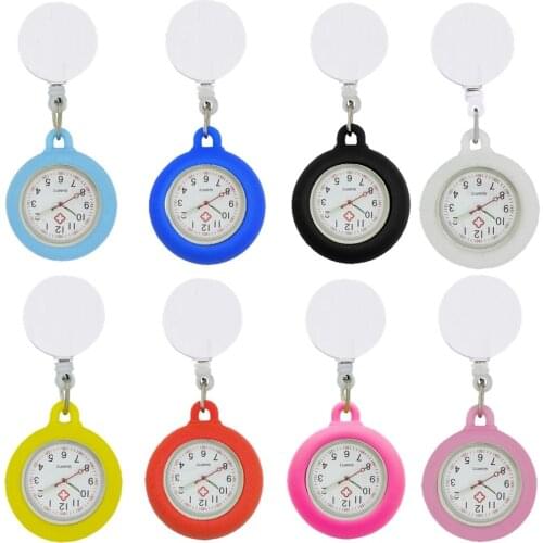 Blank Designs Customzed Retractable Nurse Doctor FOB Pocket Watches Badge Reel Clips Clock for Hospital Medical Workers Gifts