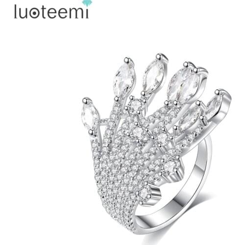 LUOTEEMI Adjustable Claw-shaped Ring for Women Party Dating Luxury CZ Cute Irregular Female Jewelry Anillos Mujer Christmas Gift