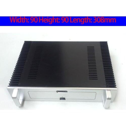 KYYSLB 430*90*308 BZ4309 All Aluminum Amplifier Chassis Box House DIY Enclosure with Cooling Holes Amplifier Case Shell