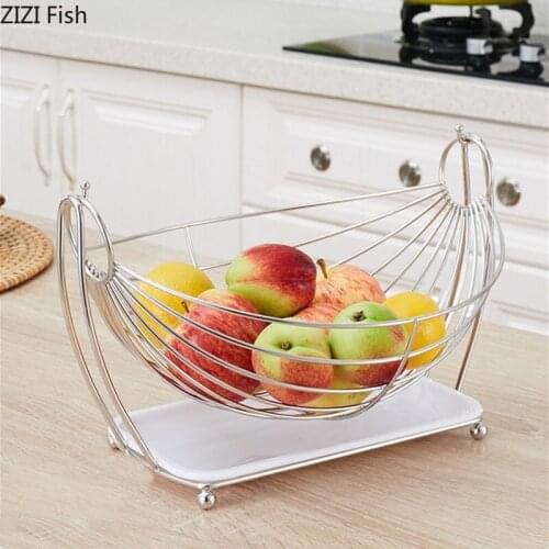 Creative Stainless Steel Fruit Basket Drain Living Room Desktop Snacks Candy Storage Basket Home Kitchen Food Storage Tools
