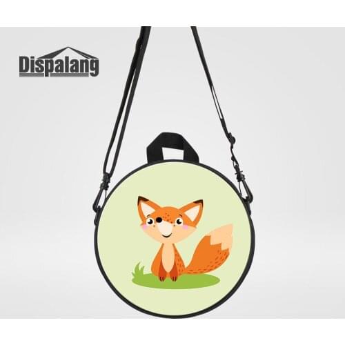 Dispalang Toddler New Round Messenger Bags For School Cartoon Fox Tiger Lion Unicorn Print Crossbody Schoolbags For Little Girl