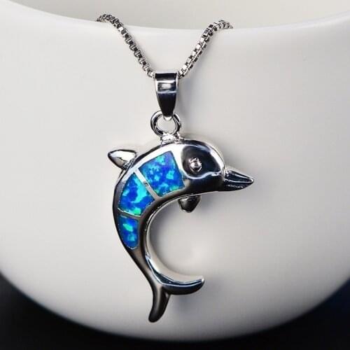 Marine Theme Design Cute Dolphin Pendant White Necklace Fashion Lady Wedding Party Jewelry