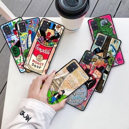 Cartoon Dollar Monopolys Capa For Samsung Galaxy A51 A71 A12 A21s A31 A52 A41 A02s A32 5G A11 Black Silicone Phone Case Cover