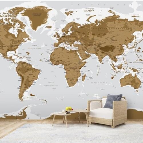 CJSIR Wall Sticker Vintage World Map Large Mural Custom Photo Wallpaper Mural Papel De Parede 3D Wall Papers Home Decorations