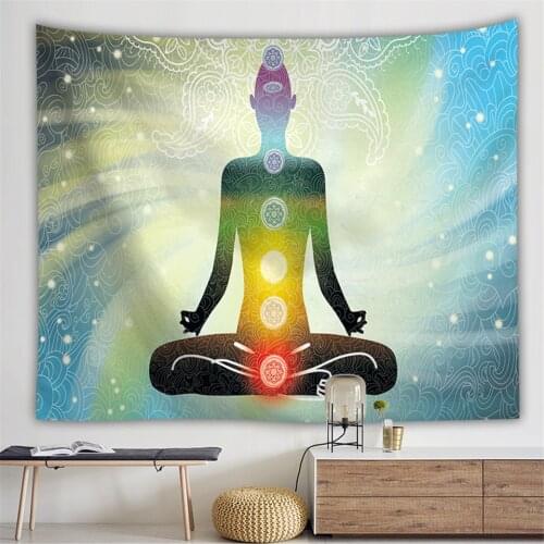 Starry Sky Buddha Psychedelic Chakra Wall Hanging Tapestry Mandala Indian Hippie Blanket Yoga Mat Dorm Headboard Boho Home Decor