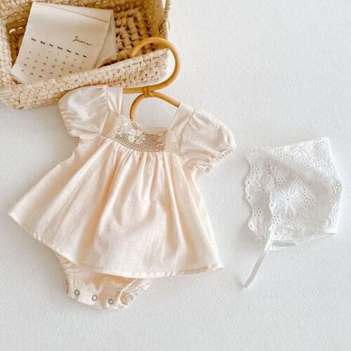 New 2021 Baby Girl Short Sleeve Pure Color Rompers Newborn Summer Kids Infant Baby Girl Clothes Jumpsuits 0-3Yrs