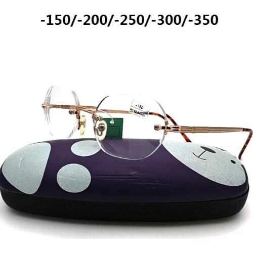 Rimless Myopia Glasses Men Women Finished Optic Minus -150 -200 -250 -300 -350 Far Vision Myopia-glasses Man Female