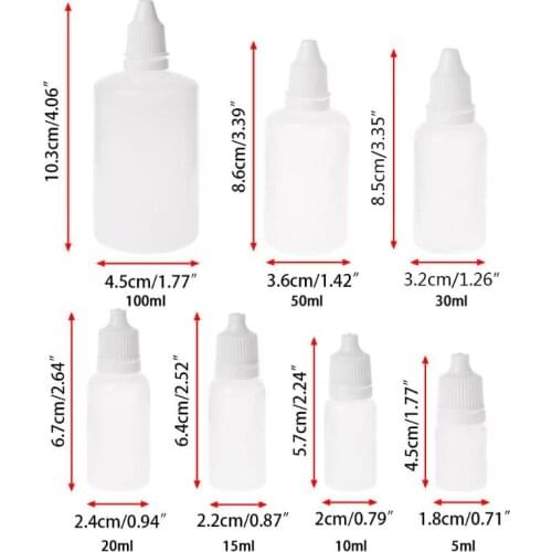 5-100ml Empty Plastic Squeezable Dropper Bottles Eye Liquid Dropper Container