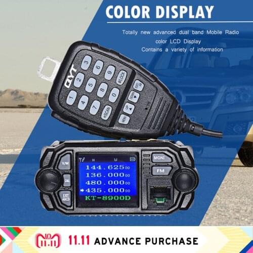 Qyt kt-8900d car radio station dual band vhf uhf uv walkie talkie station purse speakers comunicador intercom 10km hunting