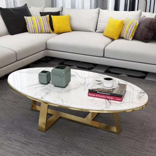 Nordic marble coffee table modern minimalist small living room coffee table oval shape model room simple coffee table