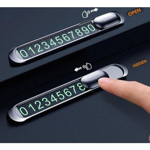 Hidden Car Styling Temporary Parking Card Metal Alloy Texture Auto Phone Number Card Plate Telephone Number Card Car Sticker