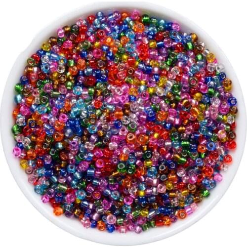 Mixed 2MM Silver Lined Round Hole Czech Glass Seed Spacer Beads 1000pcs/lot Austria Crystal Beads For Kids DIY Jewelry Making