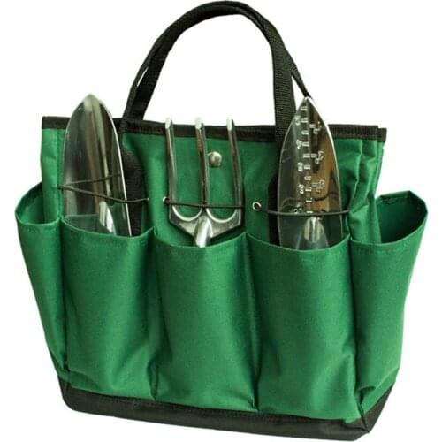 Outdoor Tool Bag Organizer Multifunctional Portable Tool Green Oxford Wall Hanging Storage Pack Pockets for Home Garden X586D