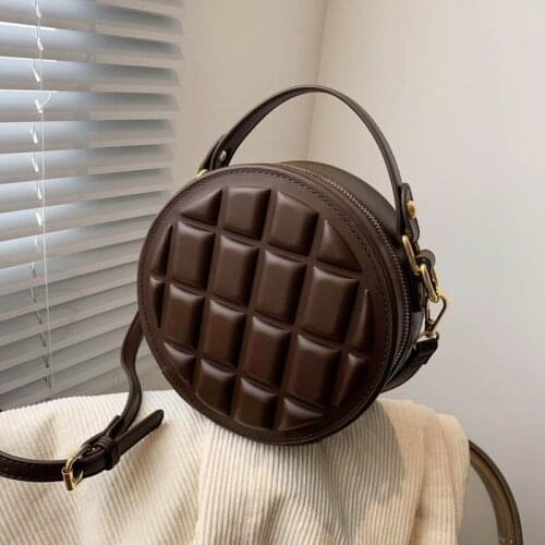 Vintage Shoulder Bag Women 2021 New Simple Lovely Casual Small Round Bag Ladies Design PU Leather Mini Crossbody and Purse