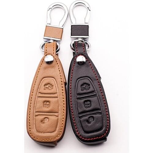 High quality leather key cover for Ford Focus key mk3 mk4 Ranger Edge Mondeo Kuga car key box 3 button car-covers protect shell