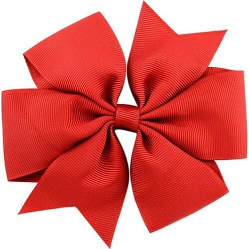 20Pcs/Lot 4.5'' Bow Girls Hair Bow Clip Slide Grip School Hairpins Grosgrain Ribbon Bowknot