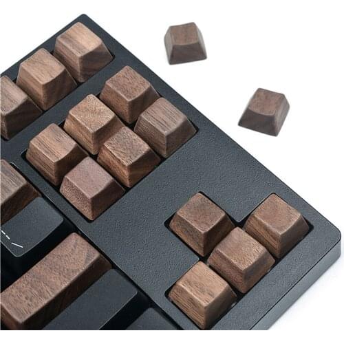 Replacement OEM Wooden Keycaps Black Walnut Solid Wood Key Cap Cover WASD/Arrow/Enter/Space/R1/R2/R3/R4 Key Caps Repair Parts