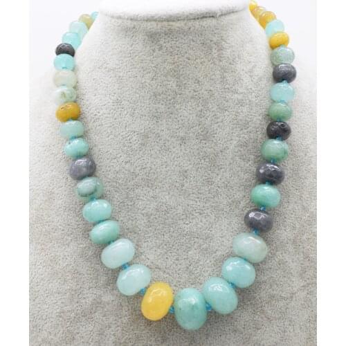 GREEN JASPER ROUNDEL FACETED 6-18mm necklace 17inch wholesale beads nature FPPJ woman 2017