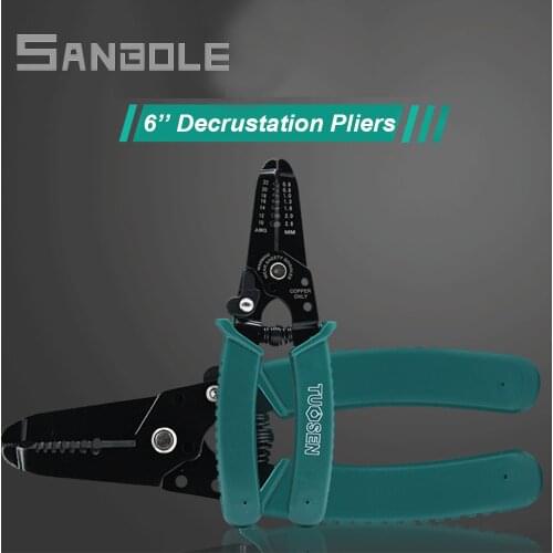 Green 6'' Stripping Pliers Decrustation Automatic Cable Wire Stripper Cutter Multifunctional Terminal Plier Tools Multitool