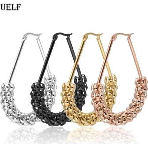 Uelf Trendy Fashion Metal Elegant Hoop Earring Woman 2019 New Vintage Gold Color korean Statement Earrings Accessories brincos