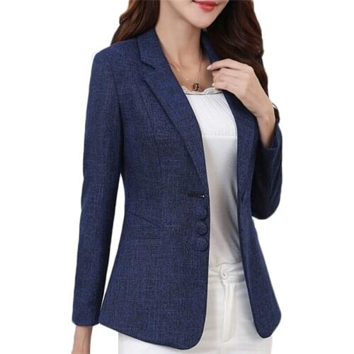 Spring Autumn New Short Cotton linen Suit Jacket Women Slim Korean Wild Casual small Suits Coat Gray Plus size Blazers 5XL F201