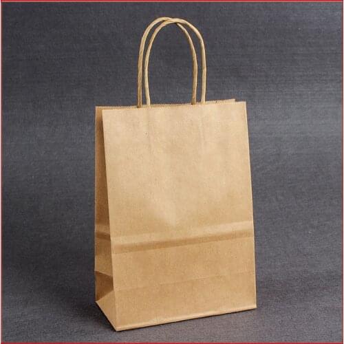 100pcs/lot) Wholesale brown kraft paper bag with handles