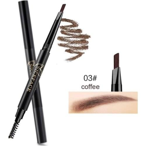 2pcs NICEFACE double-headed eyebrow pencil waterproof and non-smudge automatic rotating triangle pencil