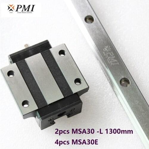 2pcs origial Taiwan PMI MSA30 -L 1300mm linear guide + 4pcs MSA30E flange carriage blocks for CNC router