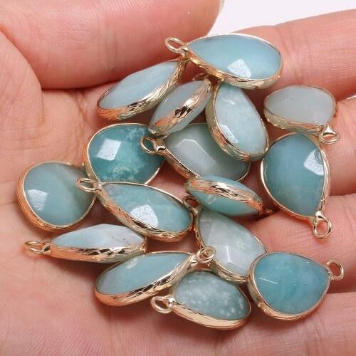 2Pcs Necklace Pendant For Jewelry Making Drop Shaped Section Amazonite Pendant Necklace Handiwork Sewing Craft Accessory