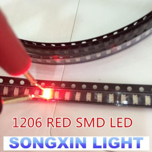 2000PCS/LOT 1206 Red SMD LED Diode Light 3216 Diodes SMD Super Bright 1206 led 3.2*1.6mm Red Color New