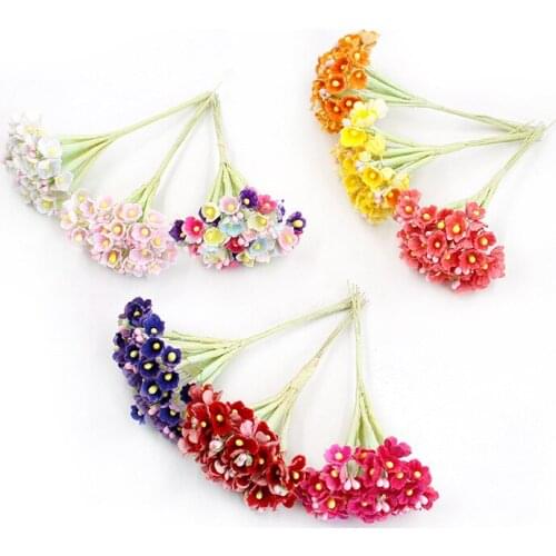 3 bundles artificial silk flowers small daisies fake flower wreath crafts DIY decoration gift box packaging accessories