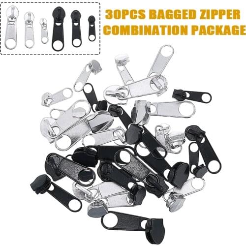 30pcs Metal Fixed Zipper Zip Slider Rescue Instant Repair Replacement Clothes Bag Zippers DIY Zip Fastenings Accessories