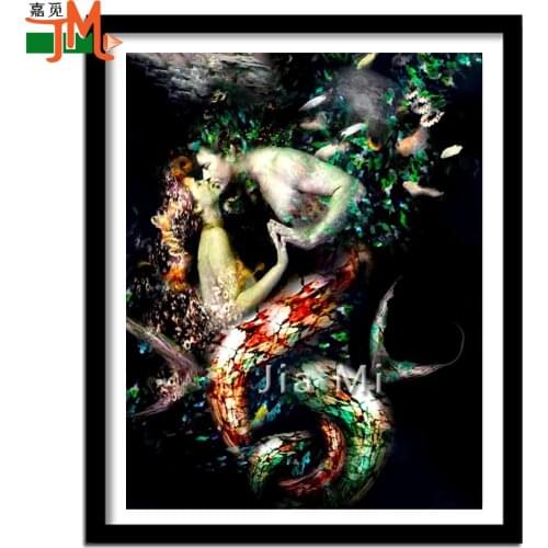 5d diy Diamond Painting Mermaid Couple Kissing Diamond Mosaic Fantasy Woman Needlework Embroidery Cross Stitch Rhinestone Decor