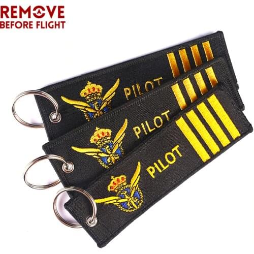 3PCS Remove Before Flight Pilot Keychain Car Key Rings Chaveiro Embroidery Key ring for Aviation OEM Key Chains Luggage Key Fob