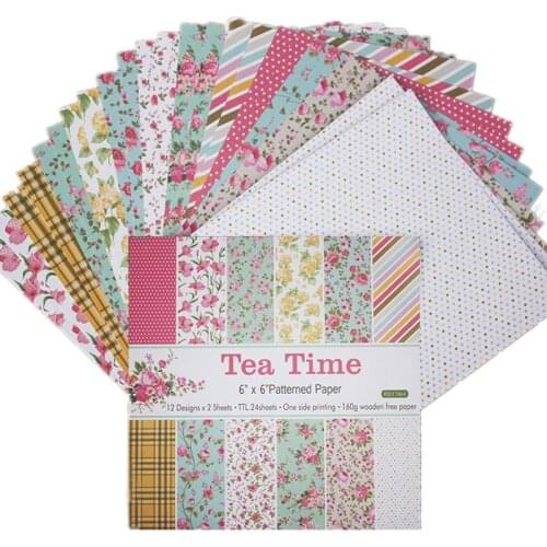 12 Sheets Vintage Tea Time Printed Scrapbooking Paper Art Background Paper For Card Making DIY Scrapbook Paper Craft