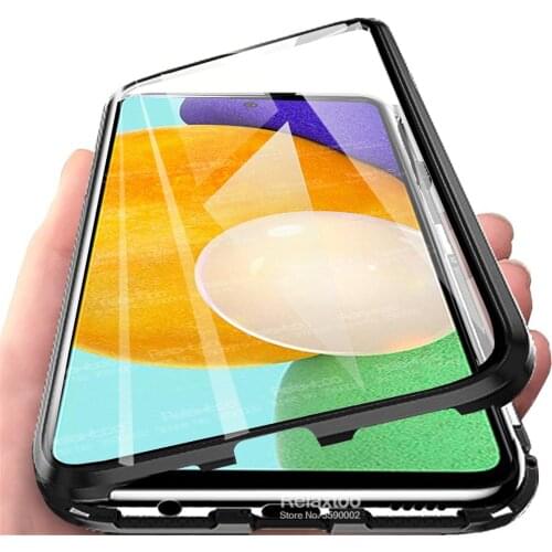 For Samsung A52 Case 360° Magnetic Flip Cover For Samsung Galaxy A52 A 52 5G 4G A526B A525F Double-Sided Glass Protective Fundas